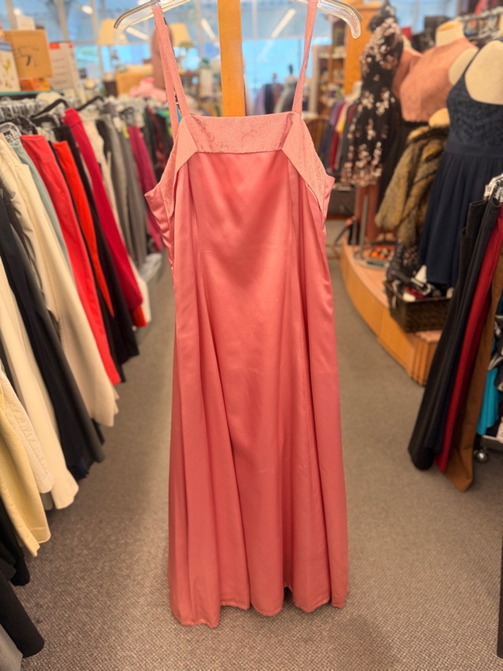 NOLB Ladies 14 Pink Formal Satin Dress With Sash